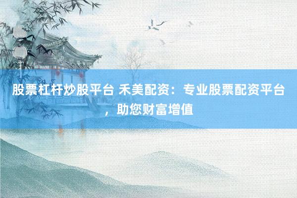 股票杠杆炒股平台 禾美配资：专业股票配资平台，助您财富增值