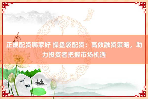 正规配资哪家好 操盘袋配资：高效融资策略，助力投资者把握市场机遇