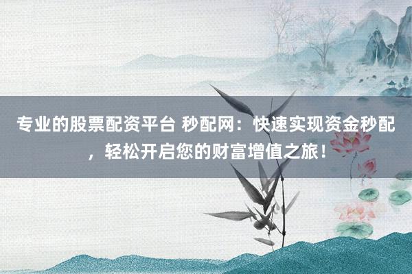 专业的股票配资平台 秒配网：快速实现资金秒配，轻松开启您的财富增值之旅！