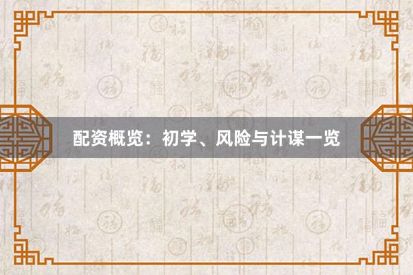 配资概览：初学、风险与计谋一览