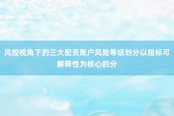 风控视角下的三大配资账户风险等级划分以指标可解释性为核心的分